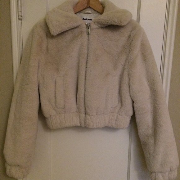 Garage Faux Fur Cream Bomber Jacket - Picture 3 of 8